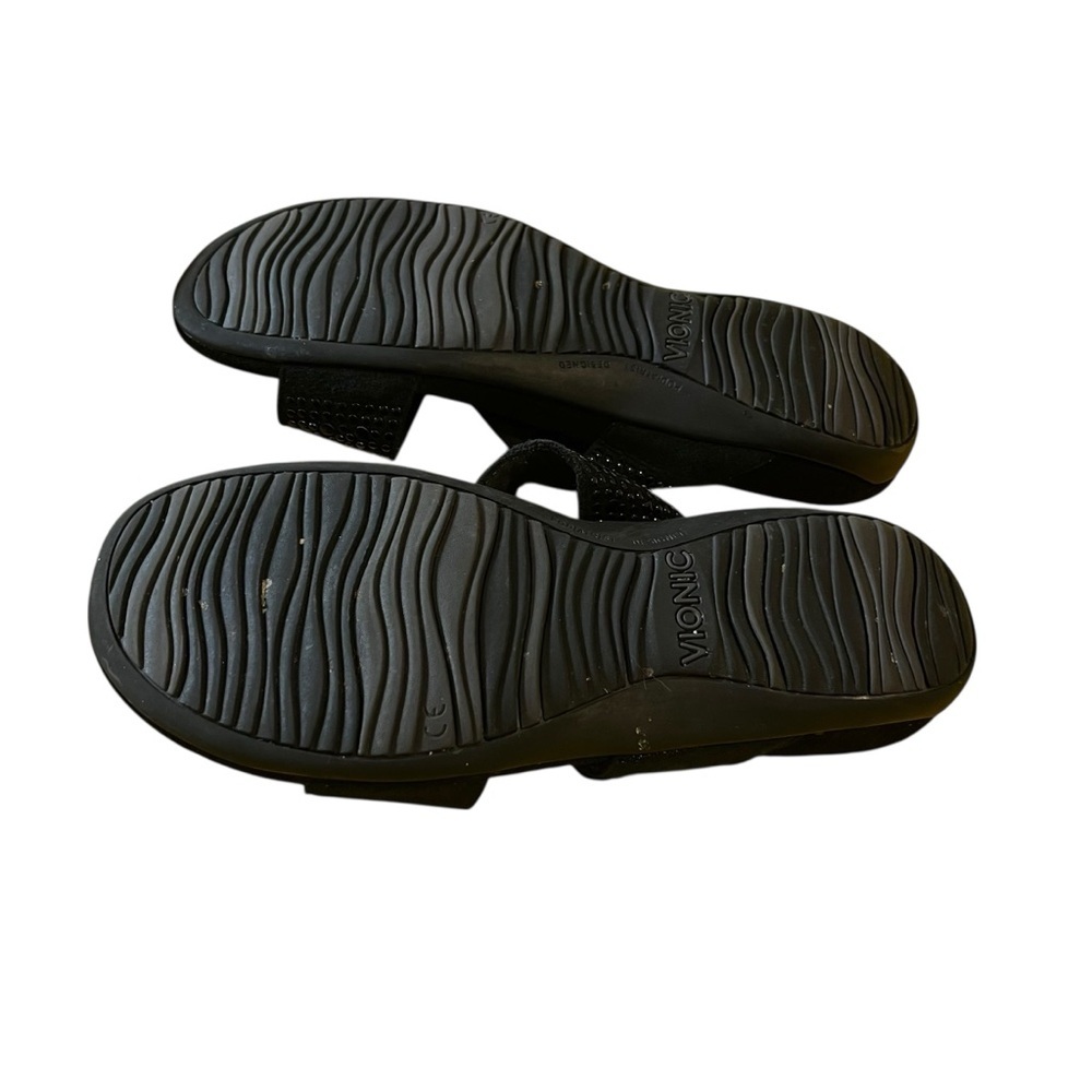 vionic samoa black leather slide adjustable sandals orthaheel comfort 9 - Picture 4 of 4
